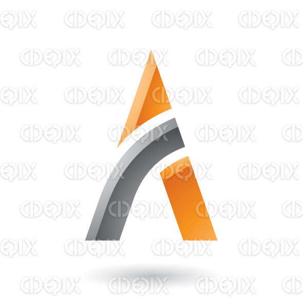 Black and Orange Letter A with a Bowed Stick Vector Illustration | Cidepix