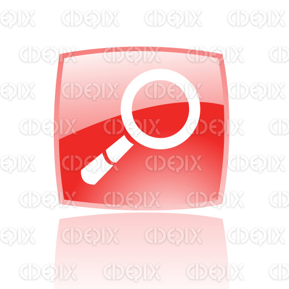 magnifier icon on red glossy button Cidepix