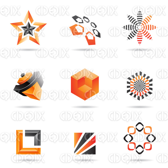 orange and black abstract logo icons, Set 1 | Cidepix