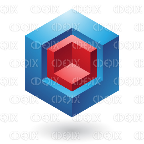abstract red and blue nested 3d cubes logo icon | Cidepix
