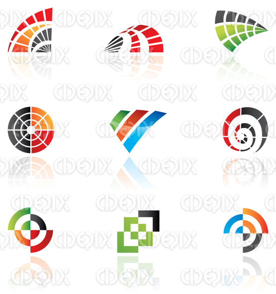 various colorful abstract icons and logo shapes stock illustration