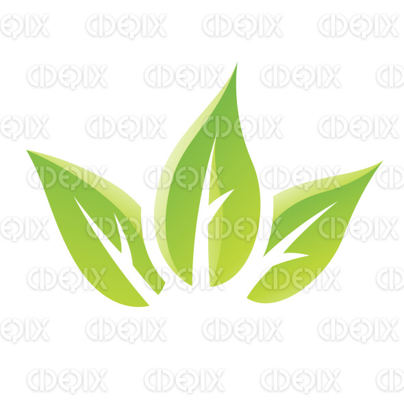 Green Glossy Cartoon Leaves Icon | Cidepix