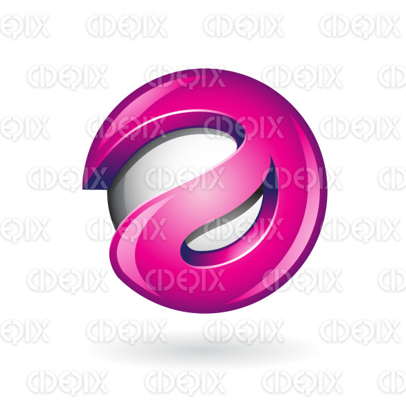 Round Glossy Letter A 3d Magenta Logo Icon stock illustration